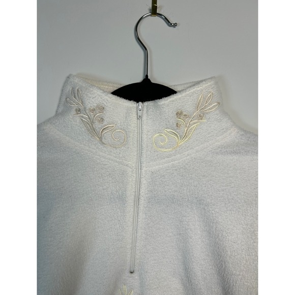 Vintage Victorias Secret Country Fleece Pullover Embroidered Flowers Cream M - Picture 4 of 6